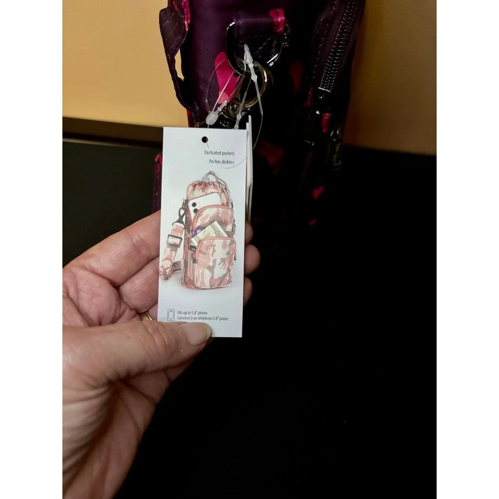 New Lug Huggie Water Bottle Holder Crossbody Bag Purple Cat-Astravaganza Print - Picture 5 of 9
